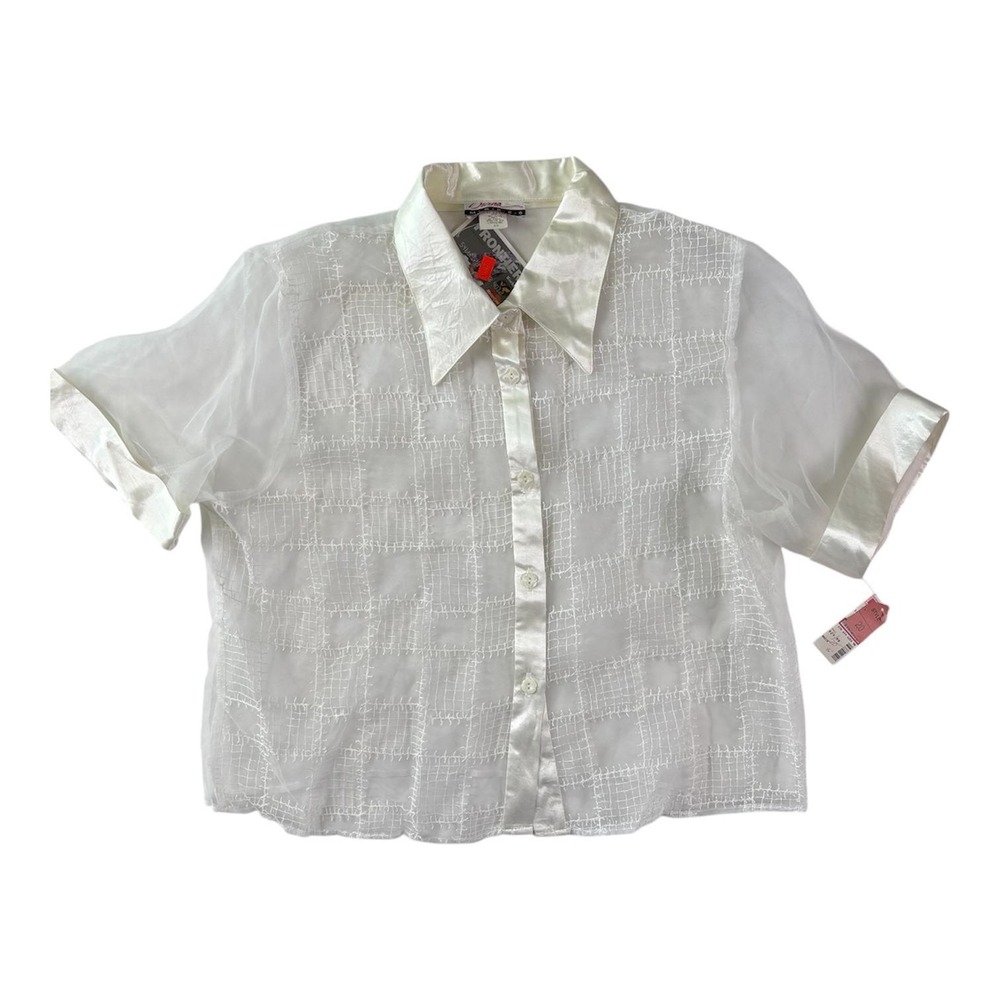 NWT Vintage Diana Marco Sheer Organza Top 20 90s Boxy‎ Ethereal Club Avant Garde - Picture 3 of 8